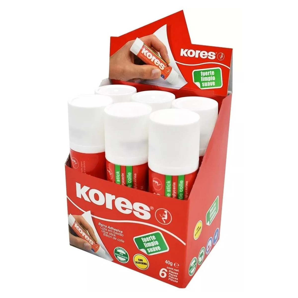 Barra Adhesiva Kores 40 Gr Paq C/6 Articulos Escolar Y Oficina