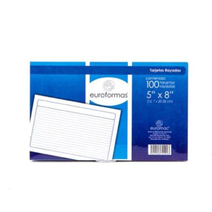 Tarjeta Euroformas Bibliografica Rayado 5X8 C/100