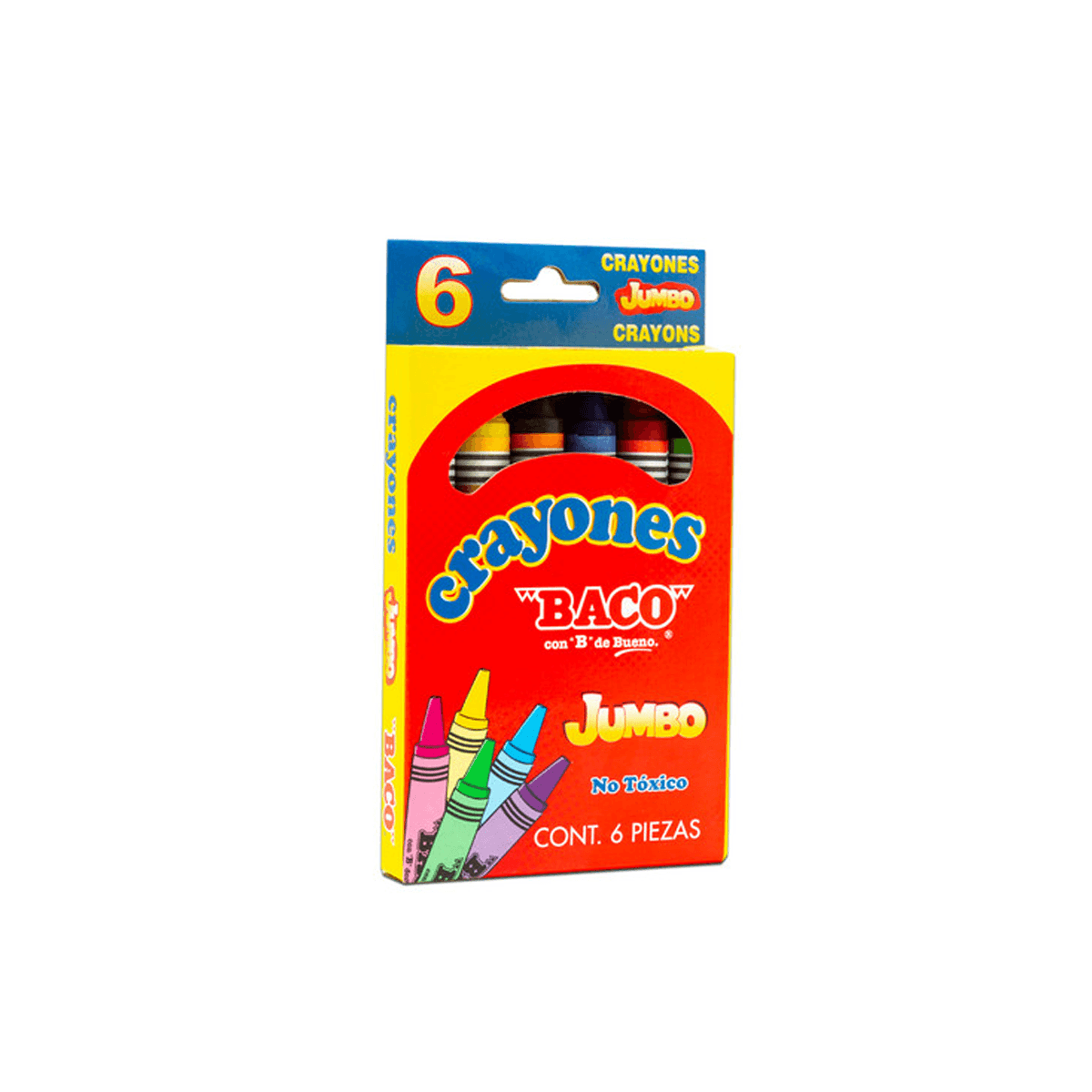 Crayon Baco Redondo Jumbo Caja Paq C/6 Articulos Escolar Y Oficina