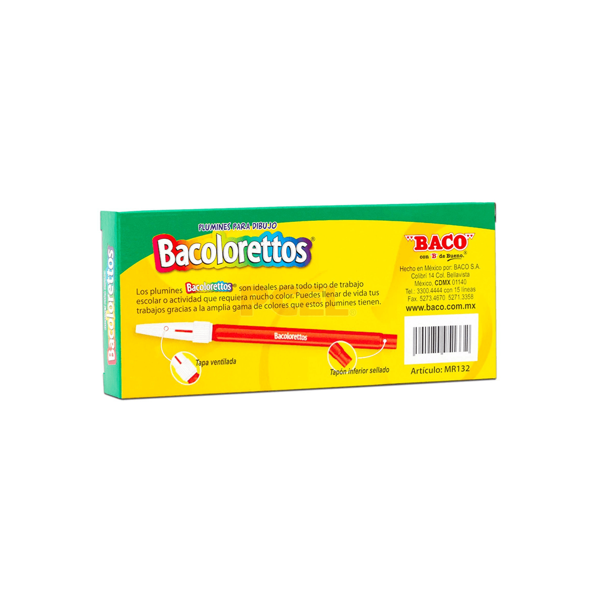 Marcador Baco Plumin Bacoloretto Rojo Paq C/12