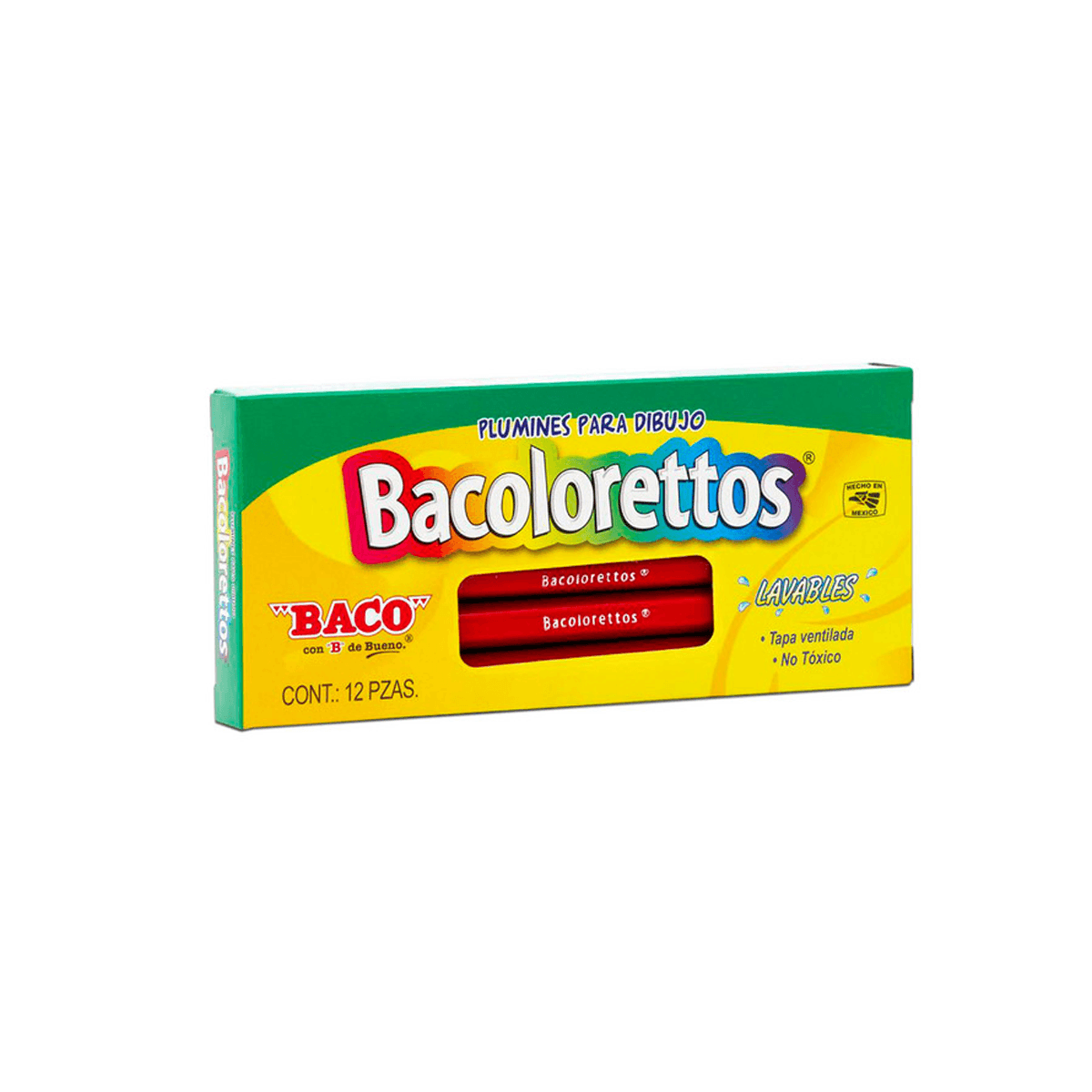 Marcador Baco Plumin Bacoloretto Rojo Paq C/12