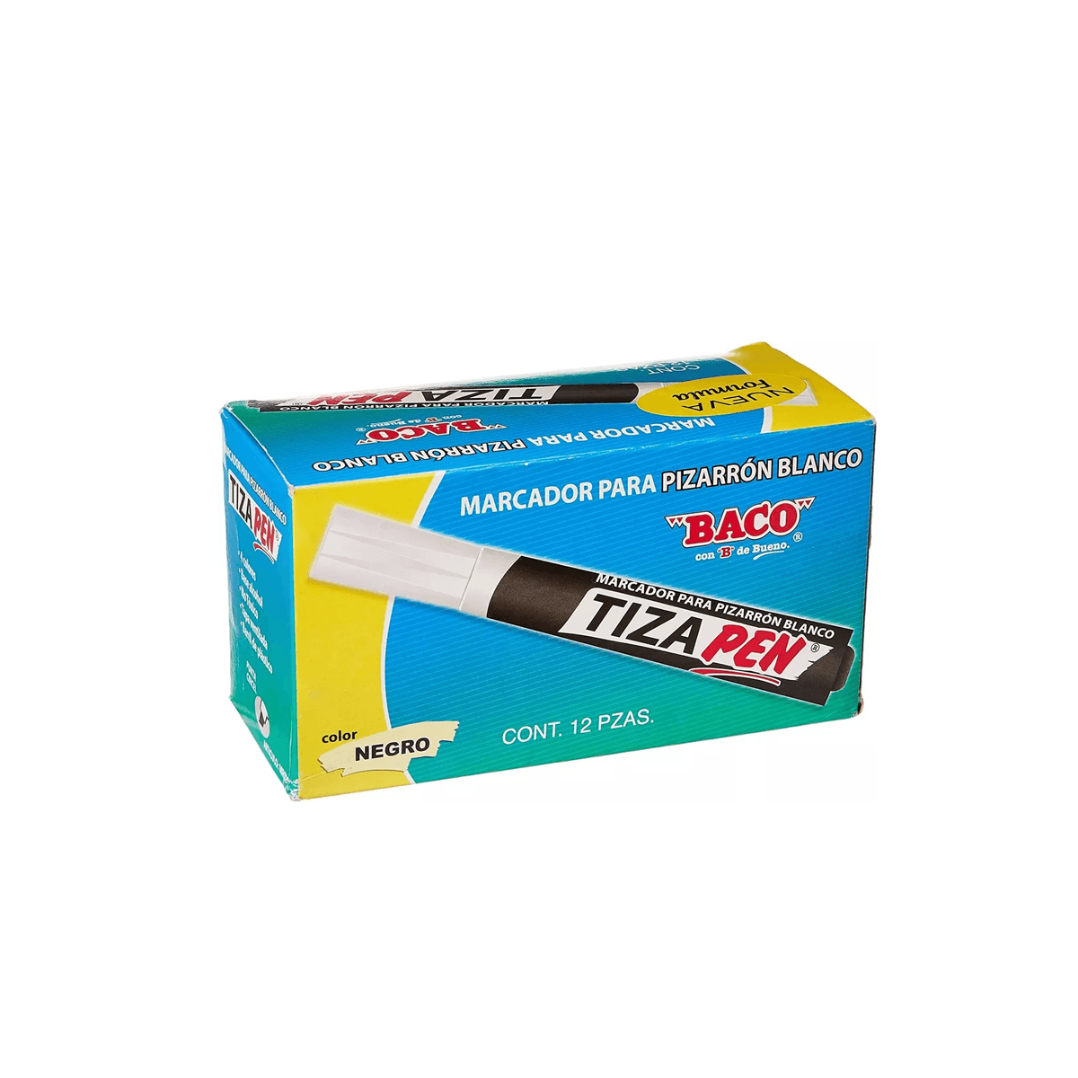 Marcador Baco Tizapen Plastico Negro Paq C/12