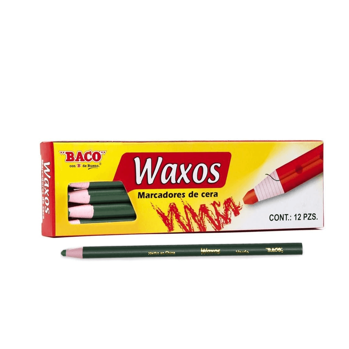 Marcador Baco Cera Verde Pqte/12 Articulos Escolar Y Oficina