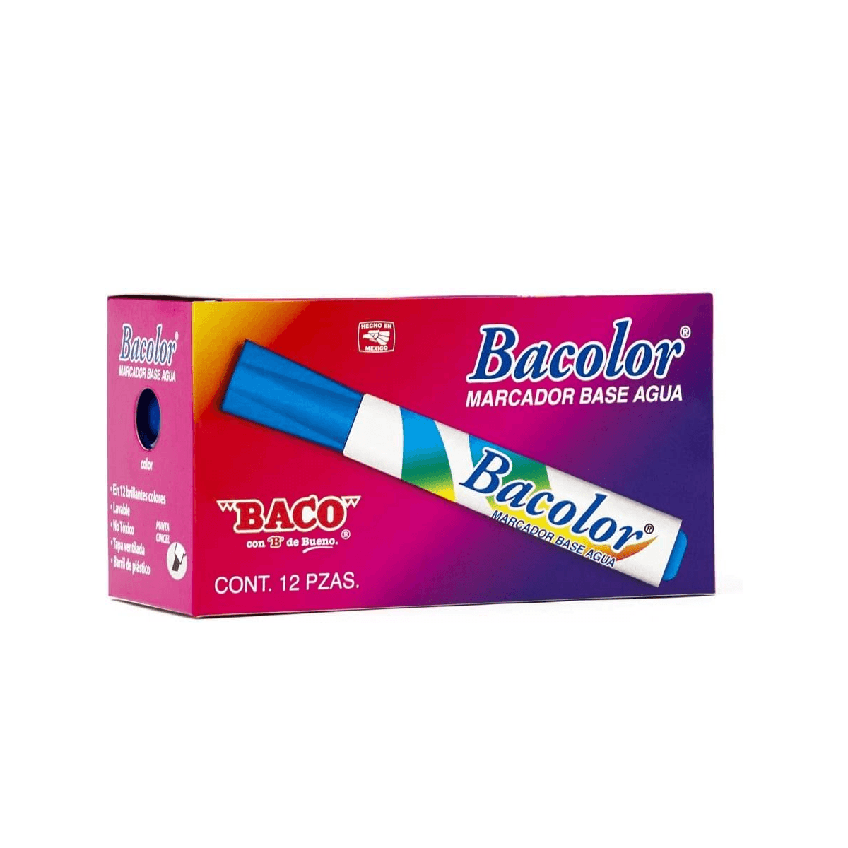 Marcador Bacolor Plegadiza Azul Obscuro C/12