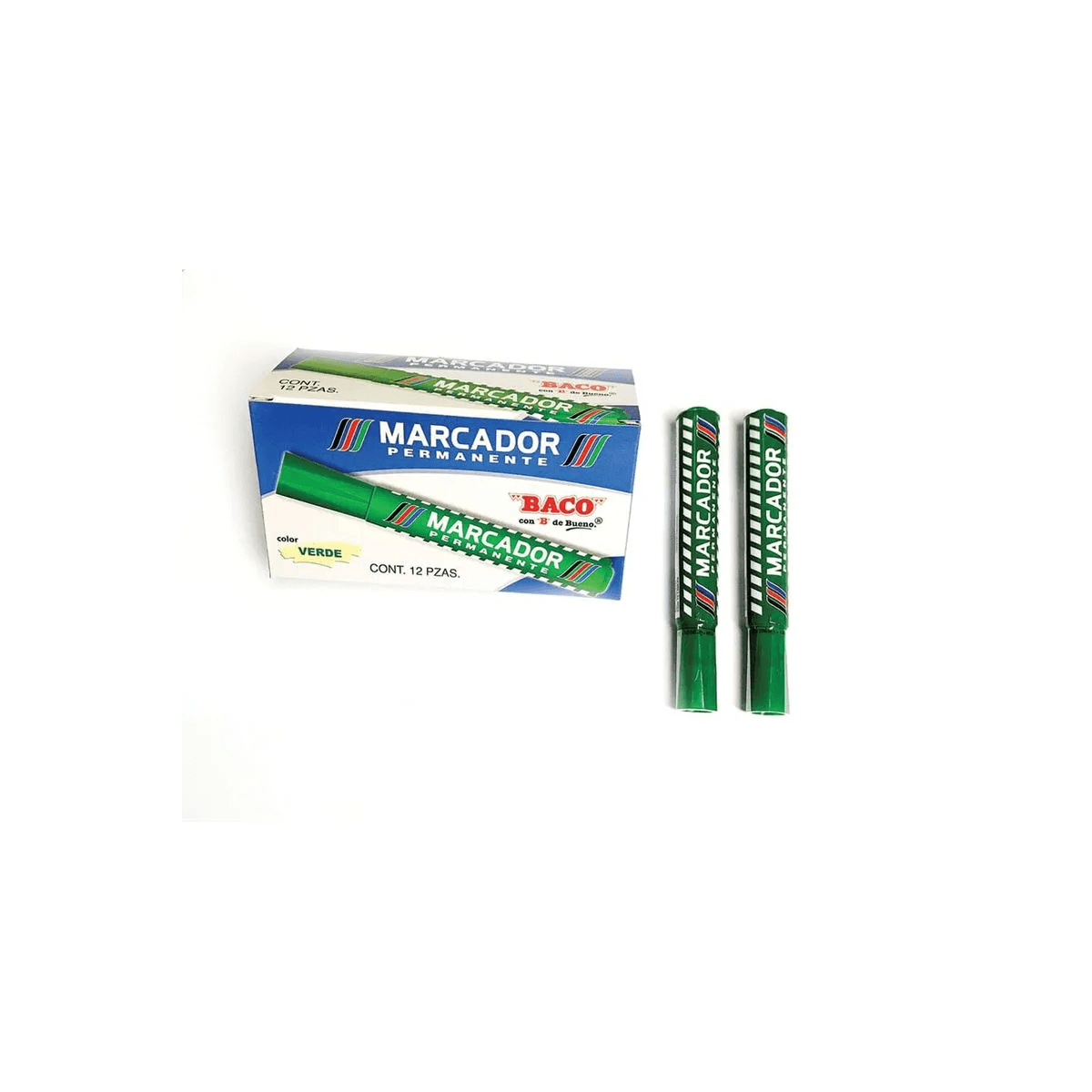 Marcador Baco Permanente Plastico Verde C/12
