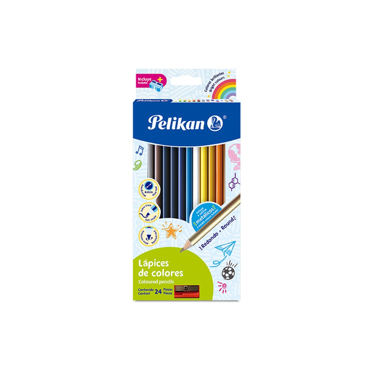 Colores Pelikan Redondos C/24 Articulos Escolar Y Oficina