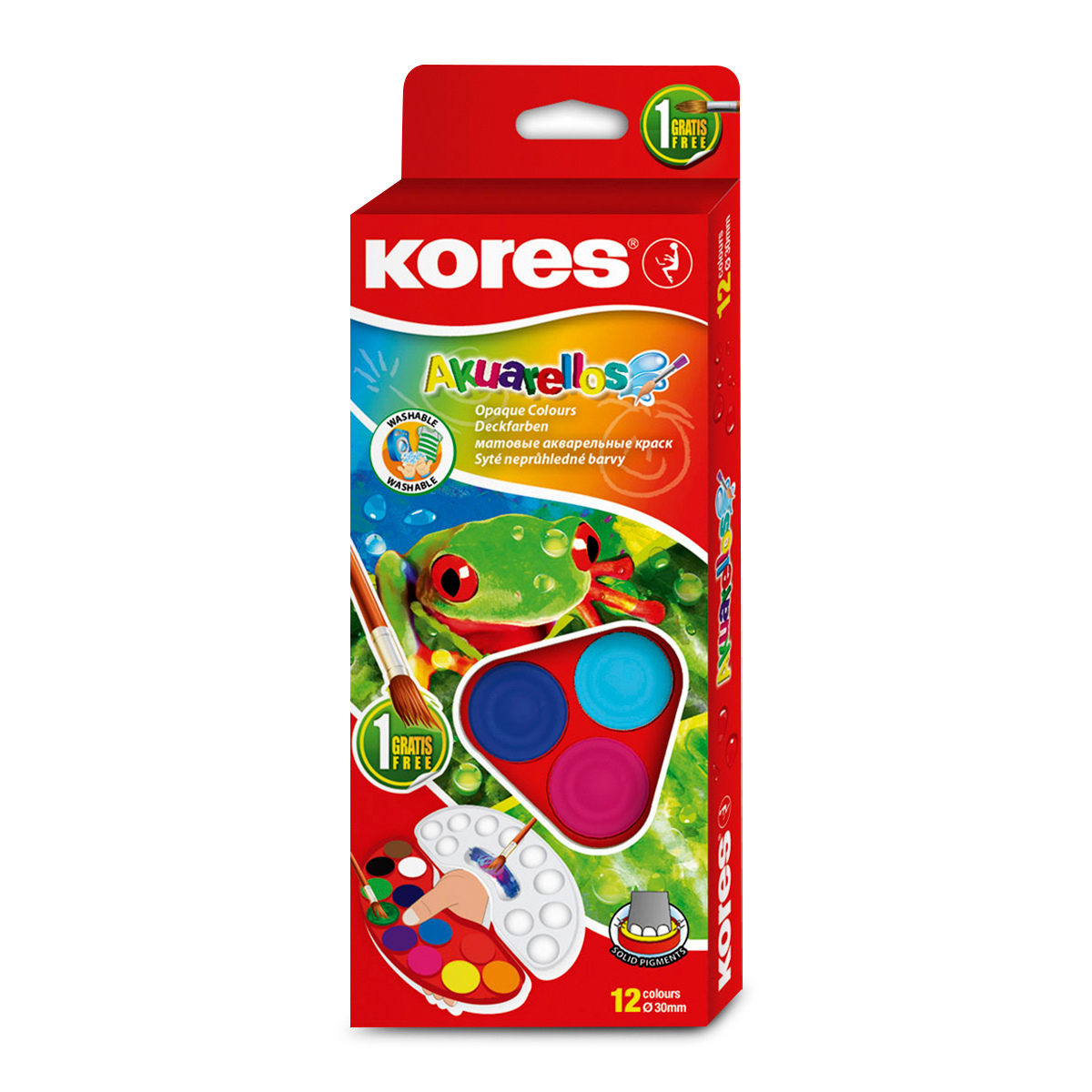 Set De Acuarelas Grande Kores 12 Pastillas Con Pincel