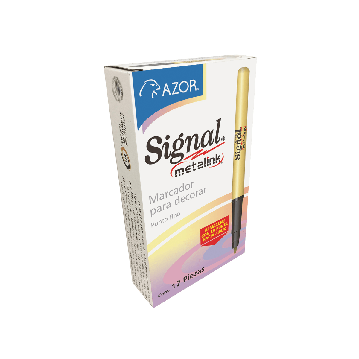 Marcador Azor Signal 30009 Metalink Dorado Punto Fino Paq 12 Piezas