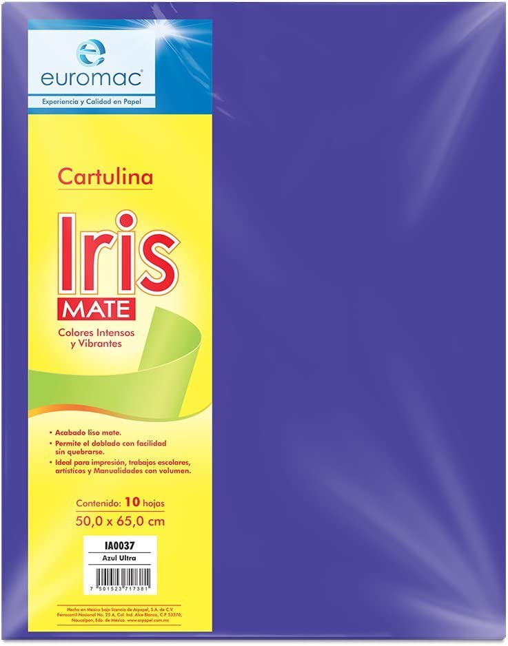 Cartulina Euromac Iris Azul Ultra 50X65Cm C10