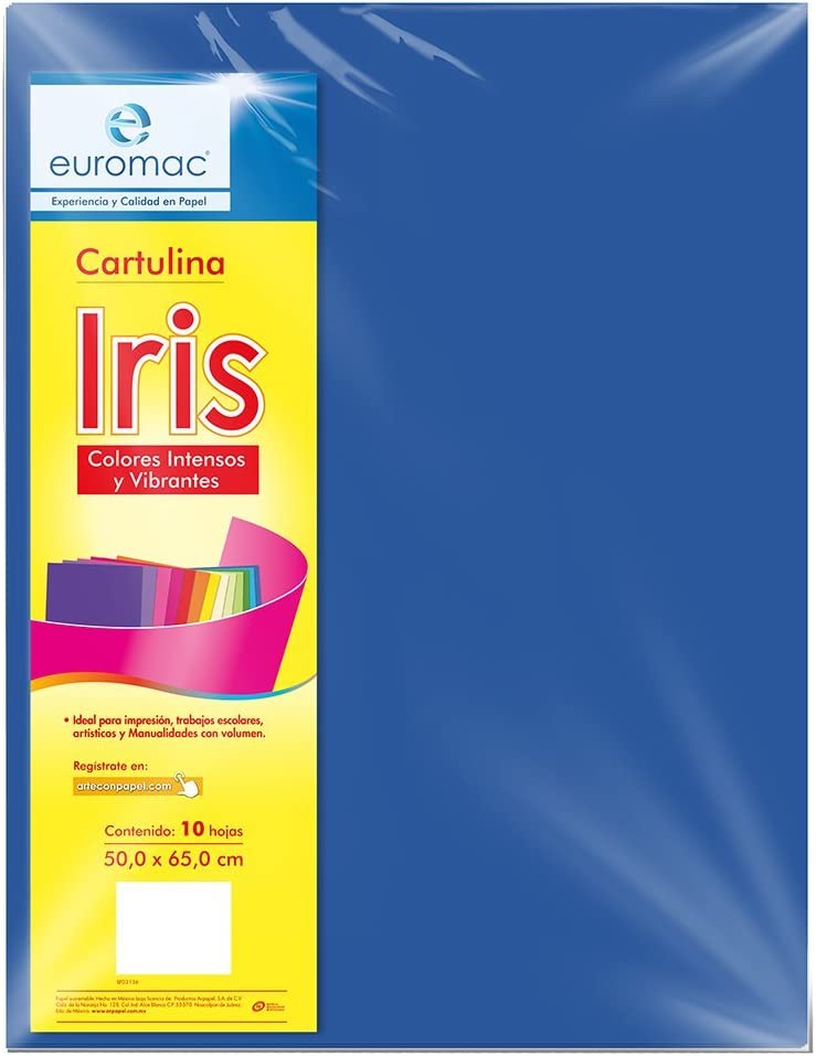 Cartulina Euromac Iris Azul 50X65Cm C/10 Articulos Escolar Y Oficina