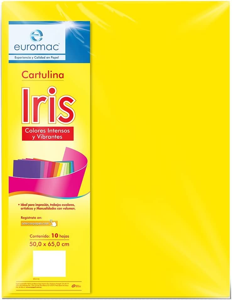 Cartulina Euromac Iris Amarillo 50X65Cm C/10