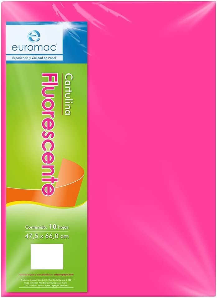 Cartulina Euromac Fluorescente Rosa 47.5X66Cm C/10