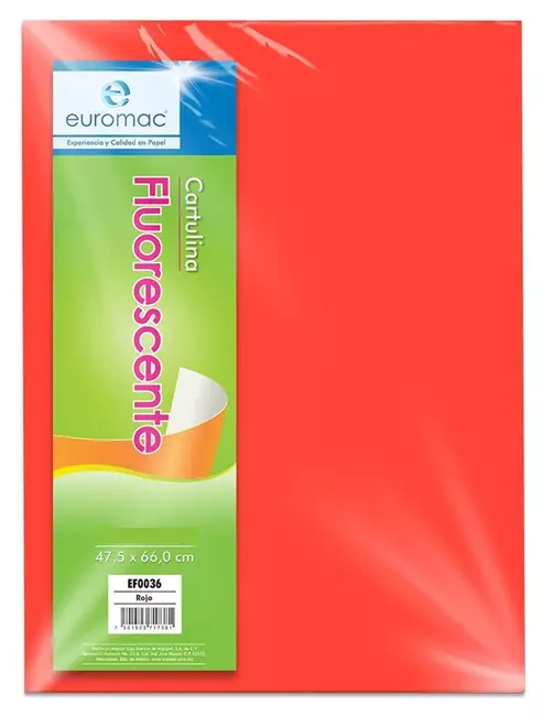 Cartulina Euromac Fluorescemte Rojo 47.5X66Cm C/10