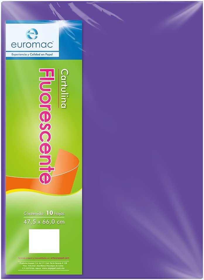 Cartulina Euromac Fluorescente Morado 47.5X66 C/10