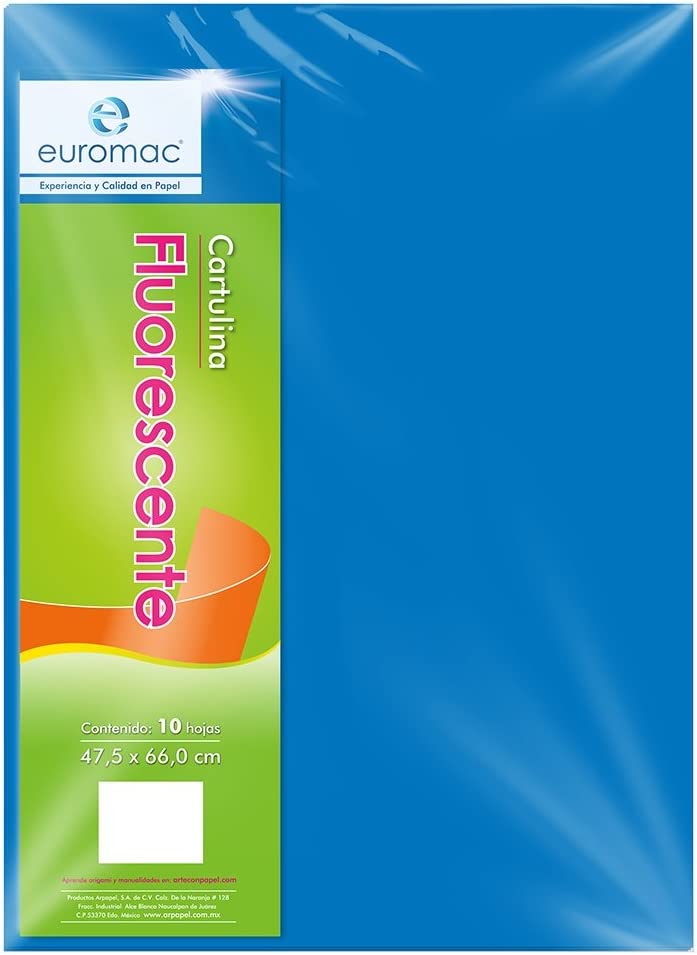 Cartulina Euromac Fluorescente Azul 47.5X66Cm C/10
