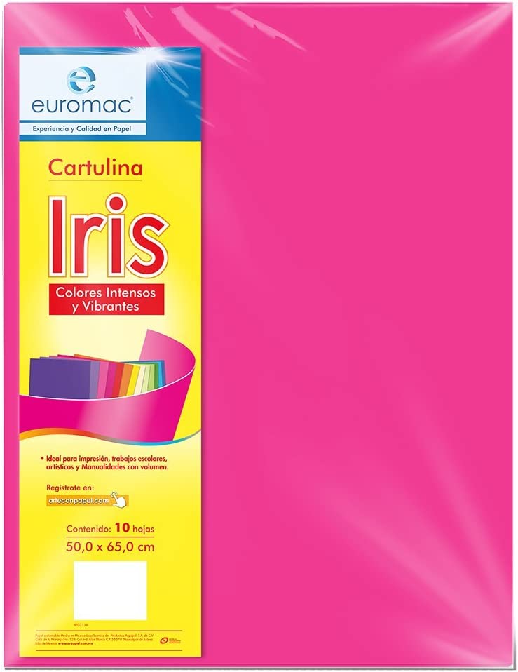 Cartulina Euromac Iris Rosa 50X65Cm C/10 Articulos Escolar Y Oficina