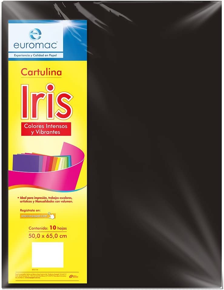 Cartulina Euromac Iris Negro 50X65Cm C/10