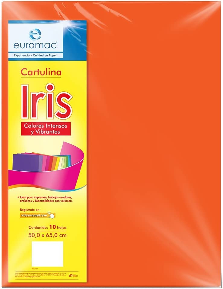 Cartulina Euromac Iris Naranja 50X65Cm C/10