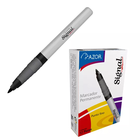 Marcador Permanente Signal Ultrafino Color Negro Paq C/12 Pzas