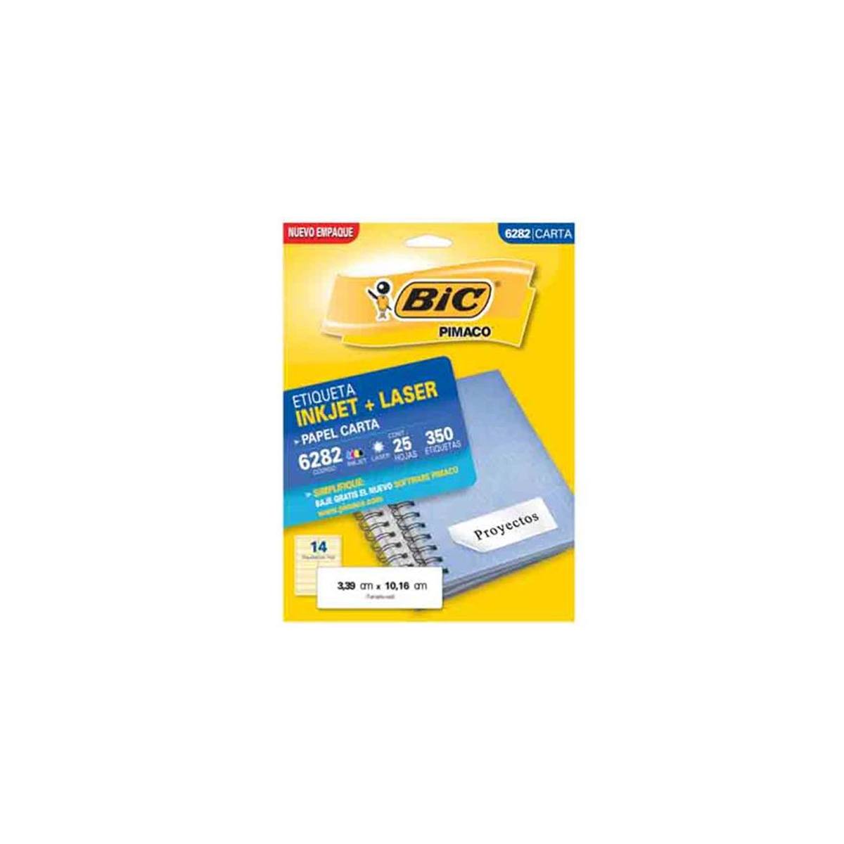 Etiquetas Bic Carta Inkjet Laser 50.8 X 101.6 Blanca Pq C/10