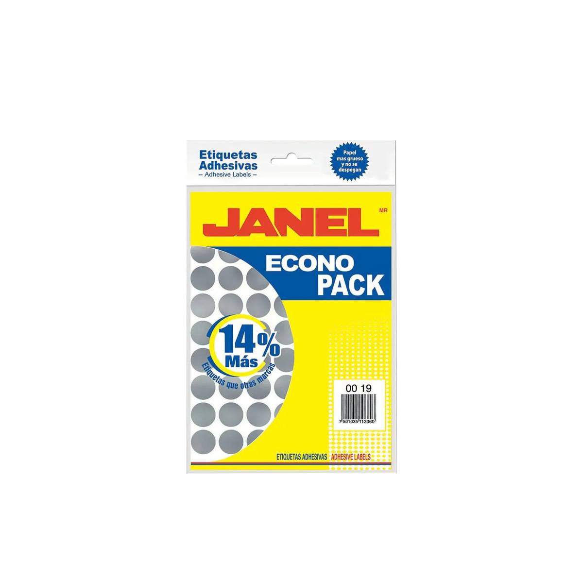 Etiqueta Janel Redonda 00 X 19 Mm Plata Sobre C/560