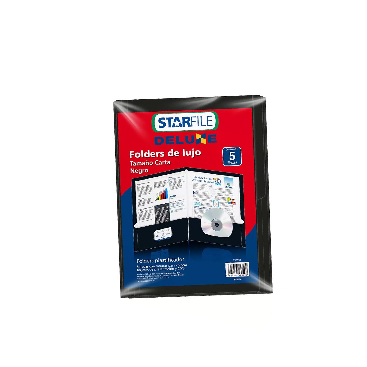 Folder Mapasa Deluxe Negro Carta 24X30 C/5Pza