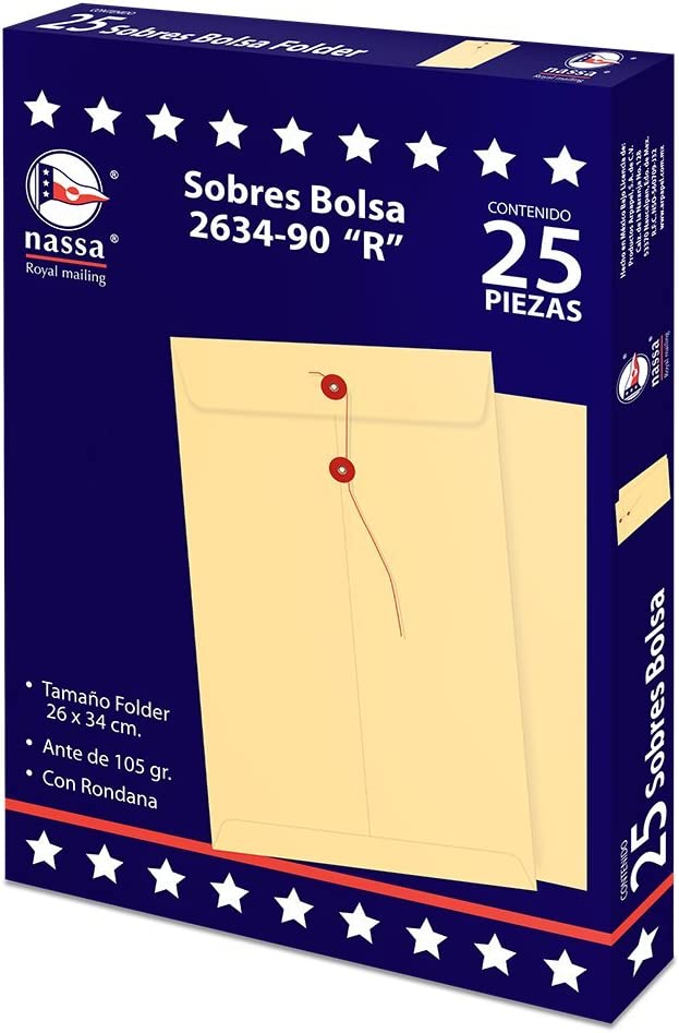 Sobre Bolsa Nassa Folder Ante C.R 8 Pqs Paq C/25 Pzs 26X34 Cms