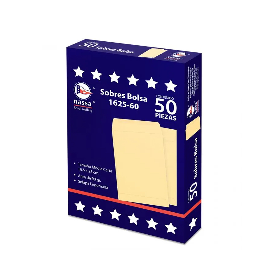 Sobre Bolsa Nassa Esquela Ante 8Pqtes Paq C/50 16.5X25