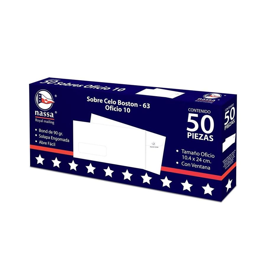 Sobre Nassa Corresp C/Ventana Oficio 50Pqtes Paq C/50