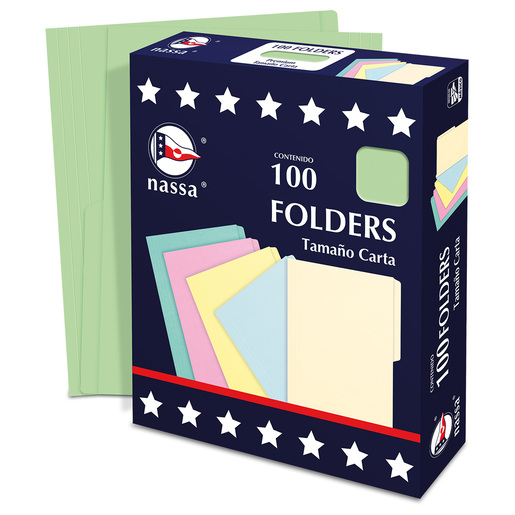 Folder Nassa Carta Verde C/100 Piezas Articulos Escolar Y Oficina