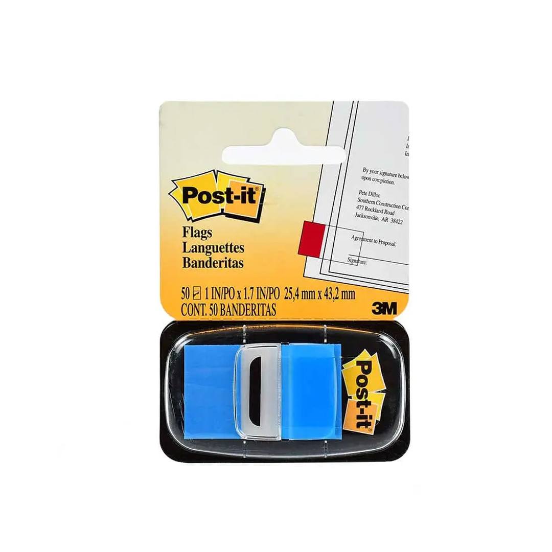 Banderitas 3M 680 Post It Azul 12 Piezas Paq C/50 Hojas C/U