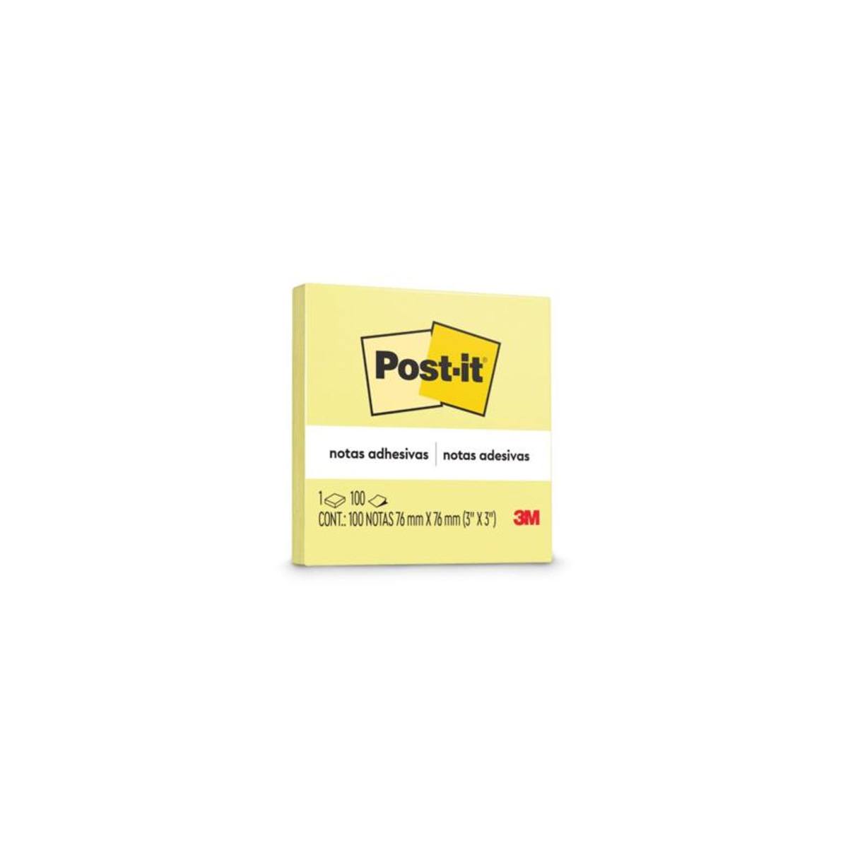 Notas 3M Post-It 654 3X3 Amarillo 100Hjs Paq C/12