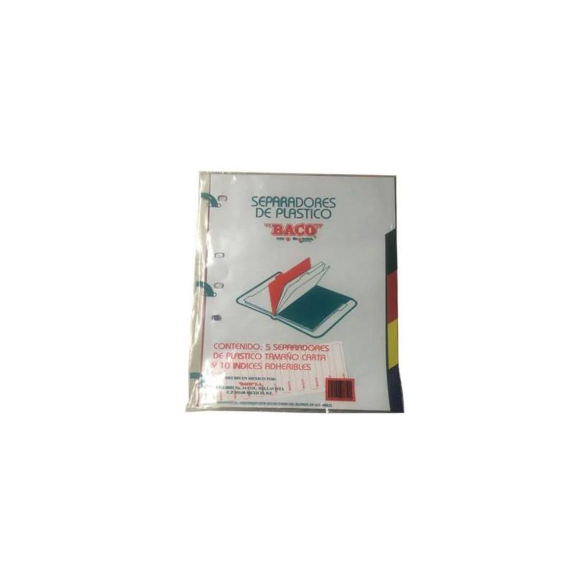 Separador Baco Plastico 5 Divisiones Carta Colores