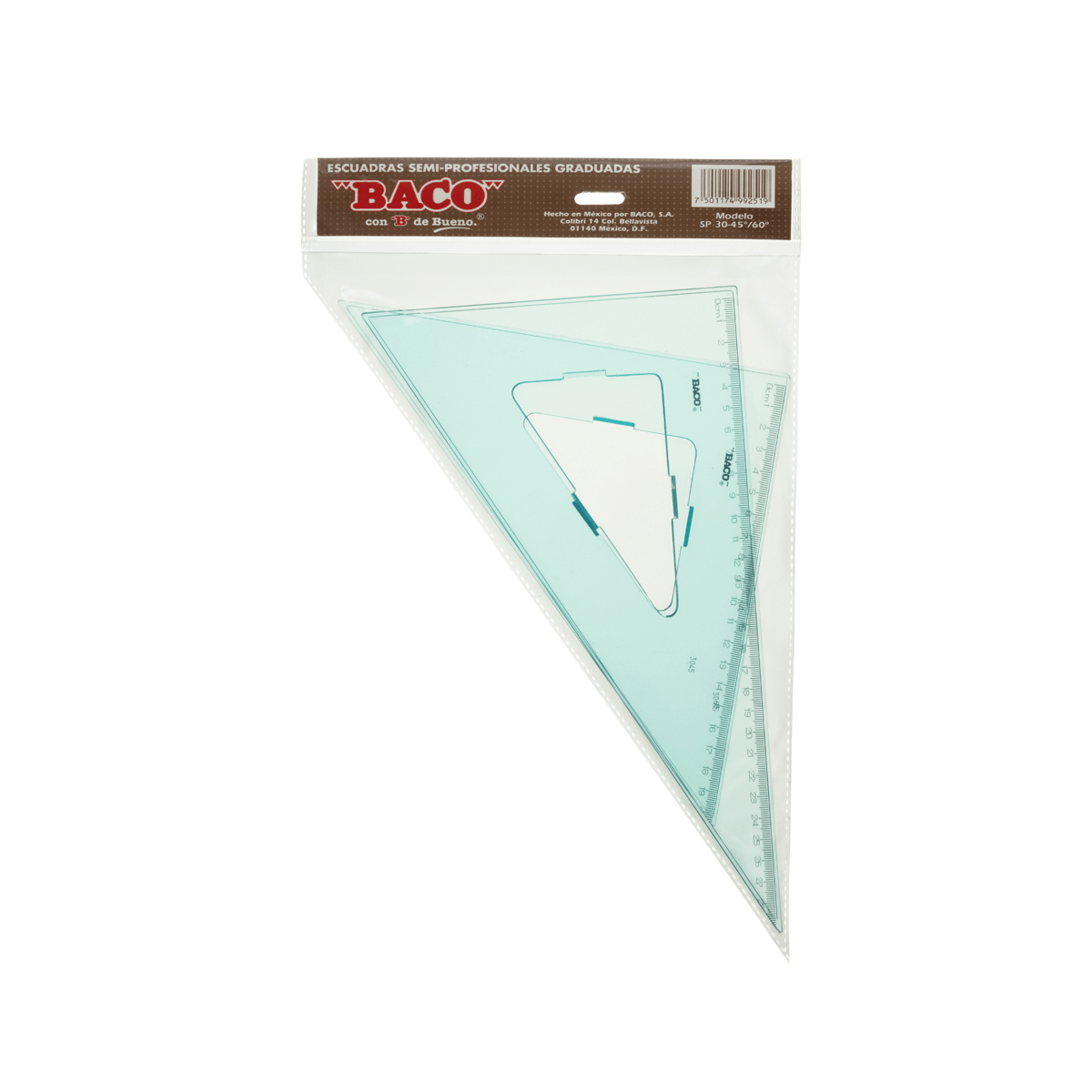 Juego Escuadras Baco Sp-3045/60 C/Grad C/Bisel
