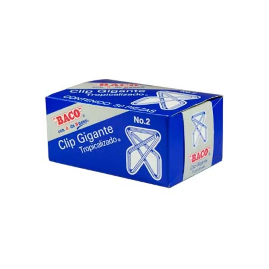 Clip Baco Gigante 2 Zincado Paq C/50 Articulos Escolar Y Oficina