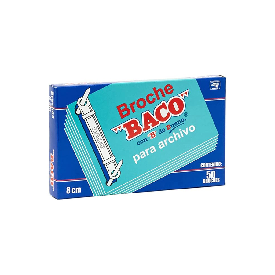 Broche Baco Archivo 8 Cms Paq C/50 Articulos Escolar Y Oficina