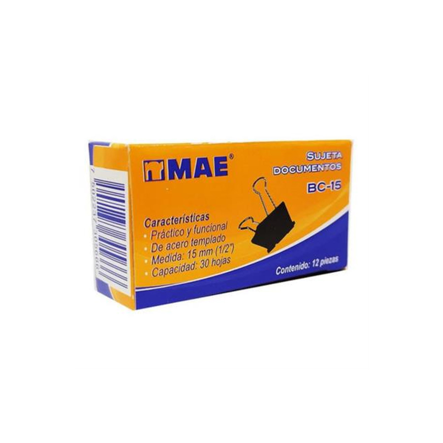 Sujeta Documentos Mae 15Mm(1/2") 12 Pzas Articulos Escolar Y Oficina