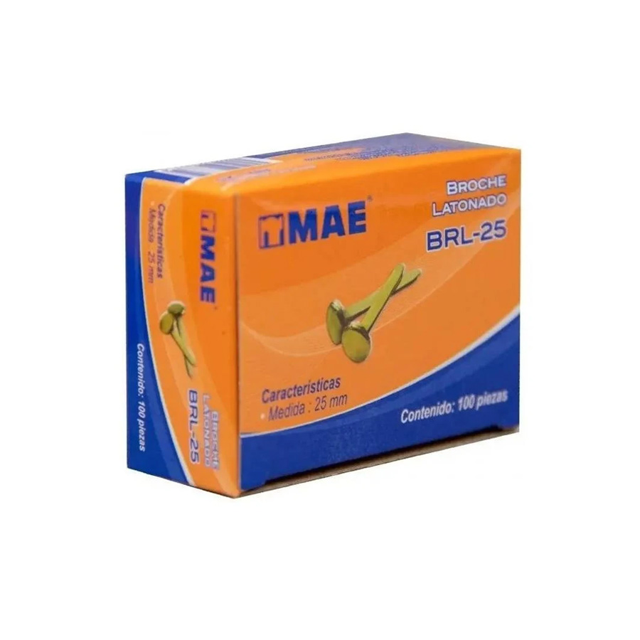 Broche Mae Latonado De 25 Mm C/100 Articulos Escolar Y Oficina