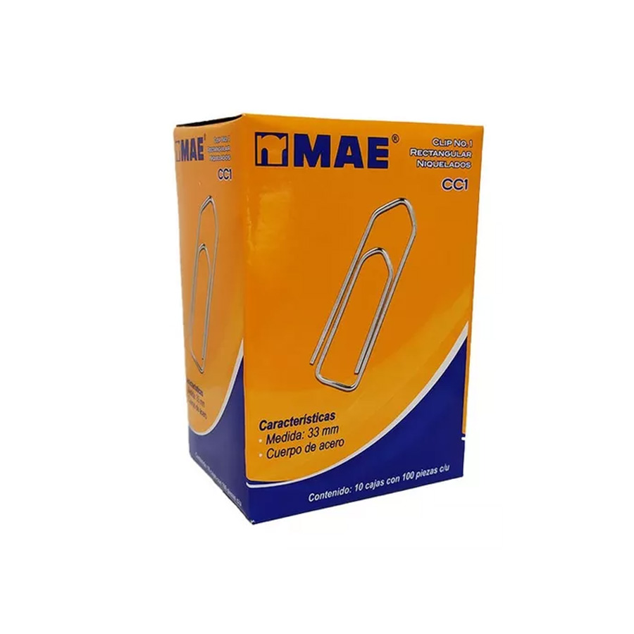 Clip Rectangular Mae No.1 C/10 Cajas Articulos Escolar Y Oficina