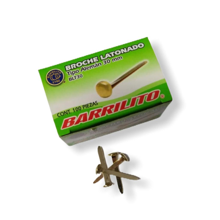 Broche Latonado Barrilito Tipo Aleman 30Mm Paq C/100 Pz Pzas