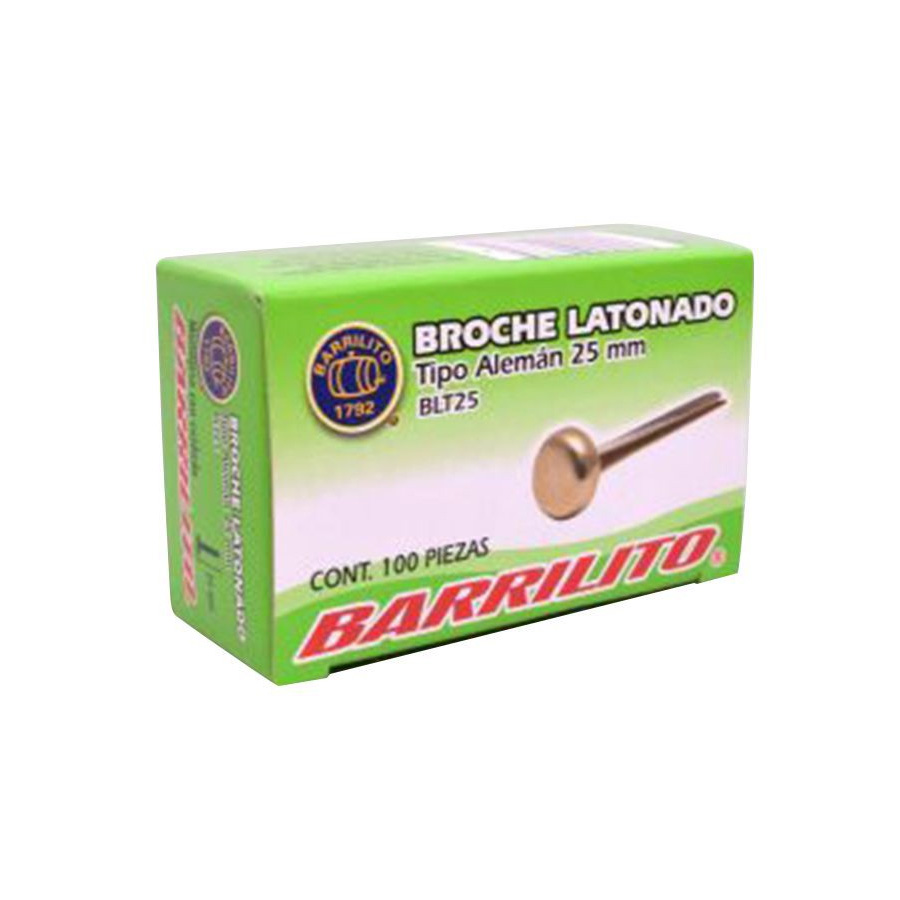 Broche Latonado Barrilito Tipo Aleman 25Mm C/100 Pzas