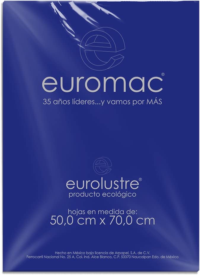 Papel Lustre Euromac Azul Rey 50X70 25 Hojas