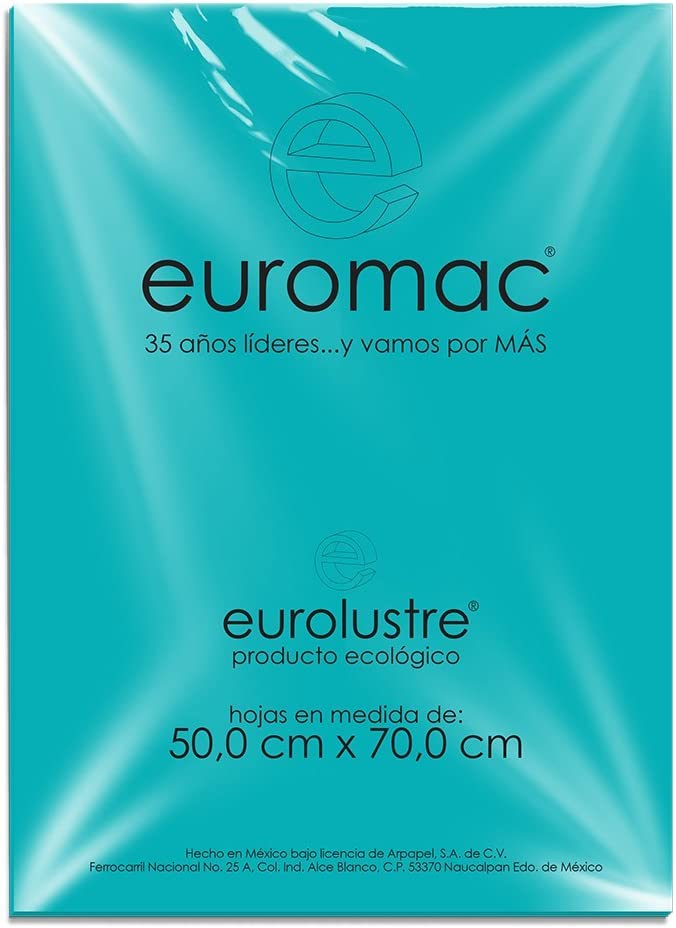 Papel Lustre Euromac Azul Aquamarino 50X70 24 Hojas