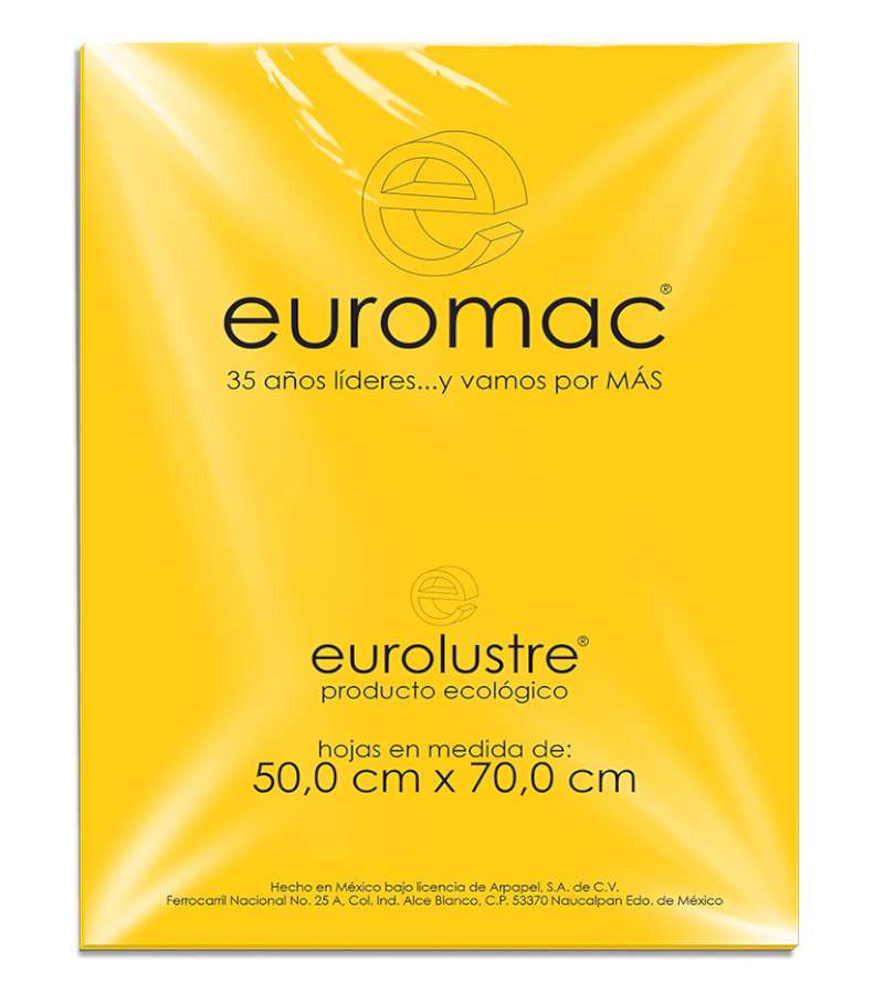 Papel Lustre Euromac Amarillo Oro 50X70 25 Hojas