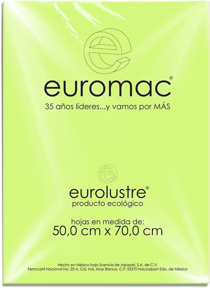 Papel Lustre Euromac Verde Nilo 50X70 24Hojas