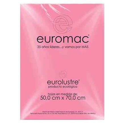 Papel Lustre Euromac Rosa Pastel 50X70 25 Hojas