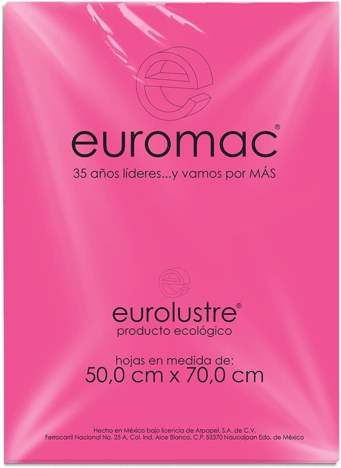 Papel Lustre Euromac Rosa Mexicano 50X70 24Hojas