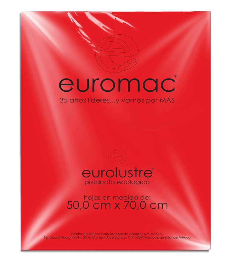 Papel Lustre Euromac Rojo 50X70 24Hojas Articulos Escolar Y Oficina