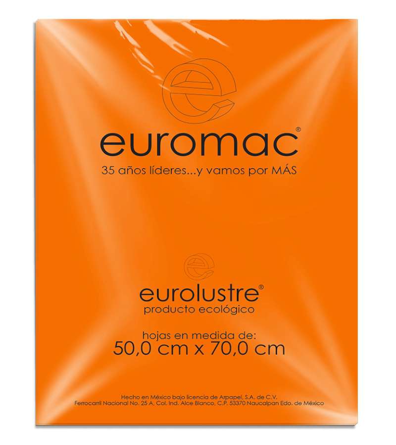 Papel Lustre Euromac Naranja 50X70 25 Hojas