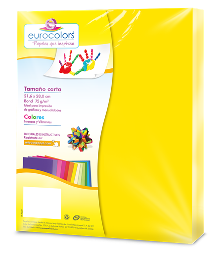 Papel Cortado Eurocolors Carta Amarillo Neon C/100